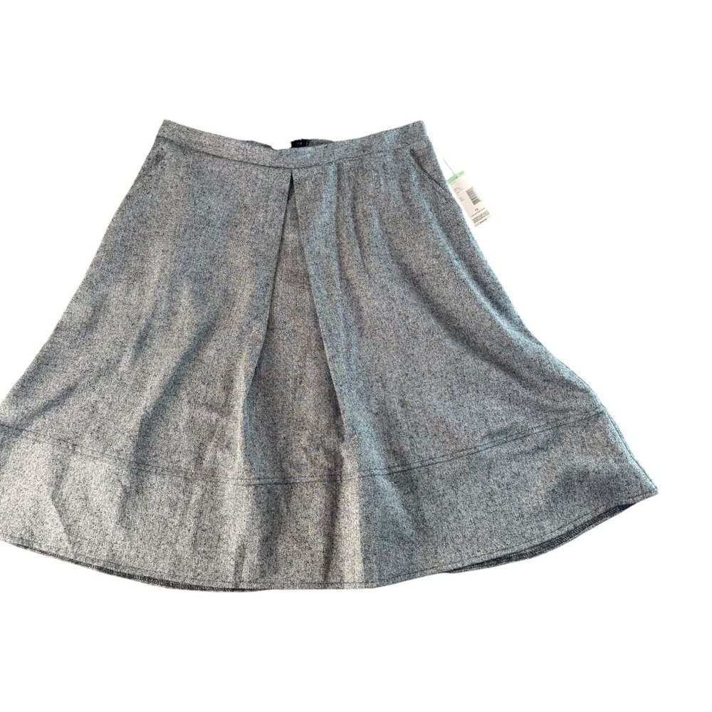 Covington Grey Tweed Missy Boot Skirt A-Line Front Pleat Size 12 NWT